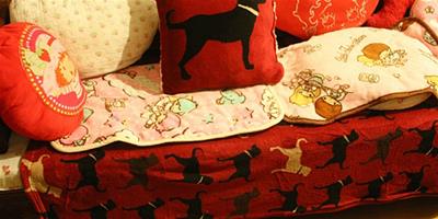 紅色狗狗沙發套，增添新年氣氛